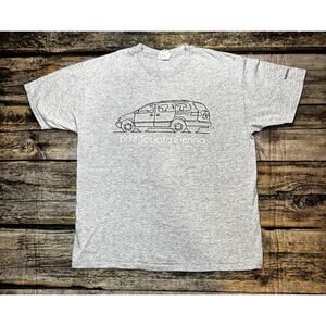 1998 Toyota Sienna Graphic T Shirt Gray Y2K Van Promo Automotive Tee XL
